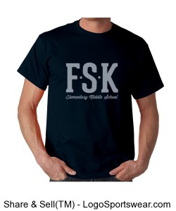 Men's Navy FSK TShirt with Middle School Mascot on Back Design Zoom