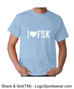 Men's Light Blue "I Heart FSK" Tshirt with Elementary Mascot on Back Design Zoom