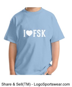 Youth Light Blue "I Heart FSK" TShirt with Elementary Mascot on Back Design Zoom
