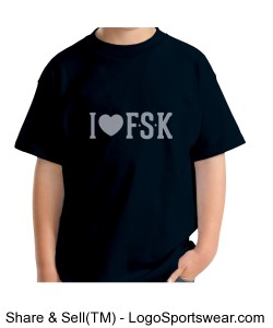 Youth Navy "I Heart FSK" TShirt with Middle School Mascot on back Design Zoom