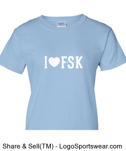 Women's Light Blue "I Heart FSK" TShirt with Elementary Mascot on Back Design Zoom